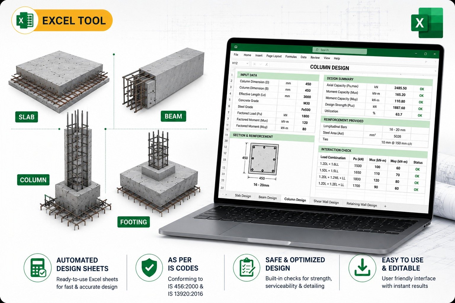 RCC Design Excel Sheets